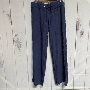 Lilly Pulitzer Linen Pants Navy Blue Drawstring Waist Sz L EUC